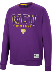 Colosseum West Chester Golden Rams Mens Purple Scholarship Fleece Long Sleeve Crew Sweatshirt
