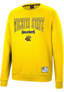 Colosseum Wichita State Shockers Mens Gold Scholarship Fleece Long Sleeve Crew Sweatshirt