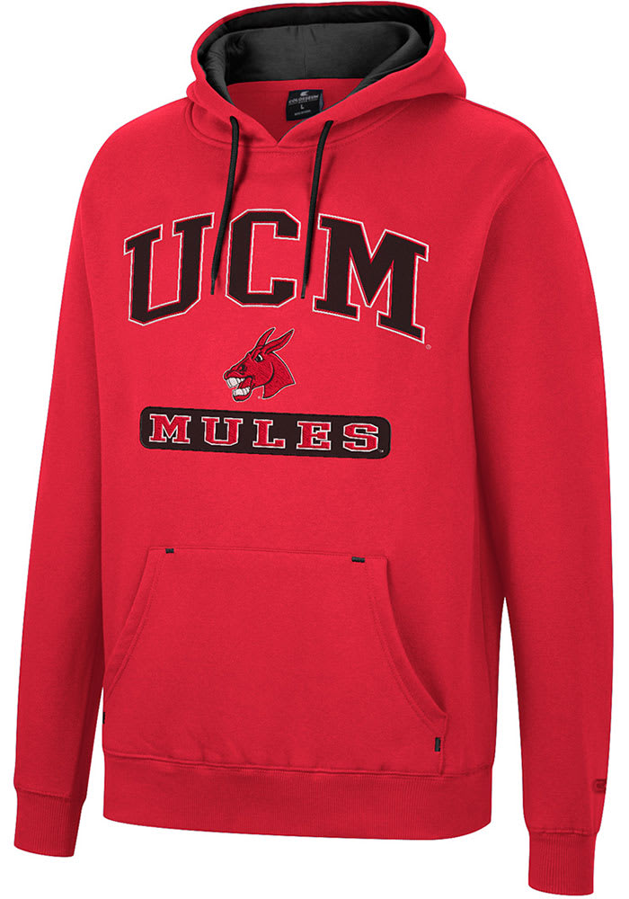 Colosseum Central Missouri Mules Mens Red Scholarship Fleece Long Sleeve Hoodie