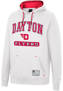 Colosseum Dayton Flyers Mens White Scholarship Fleece Long Sleeve Hoodie