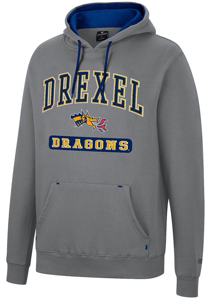 Colosseum Drexel Dragons Mens Charcoal Scholarship Fleece Long Sleeve Hoodie