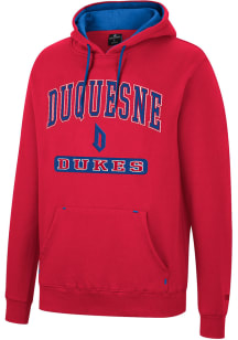 Colosseum Duquesne Dukes Mens Red Scholarship Fleece Long Sleeve Hoodie