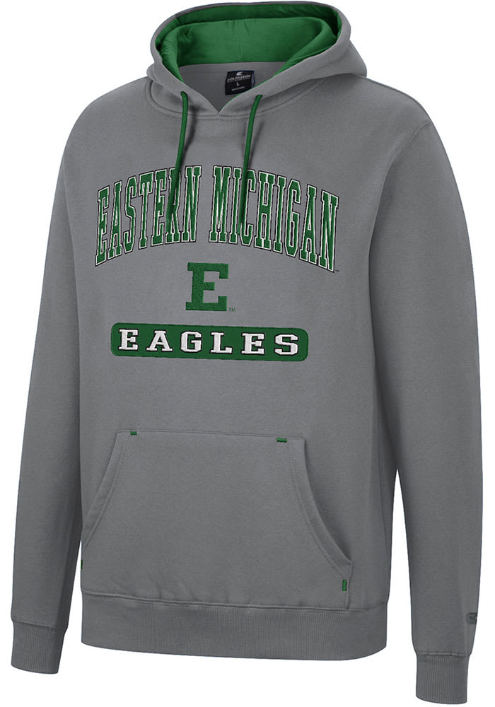 Colosseum Eastern Michigan Eagles Mens Charcoal Scholarship Fleece Long Sleeve Hoodie
