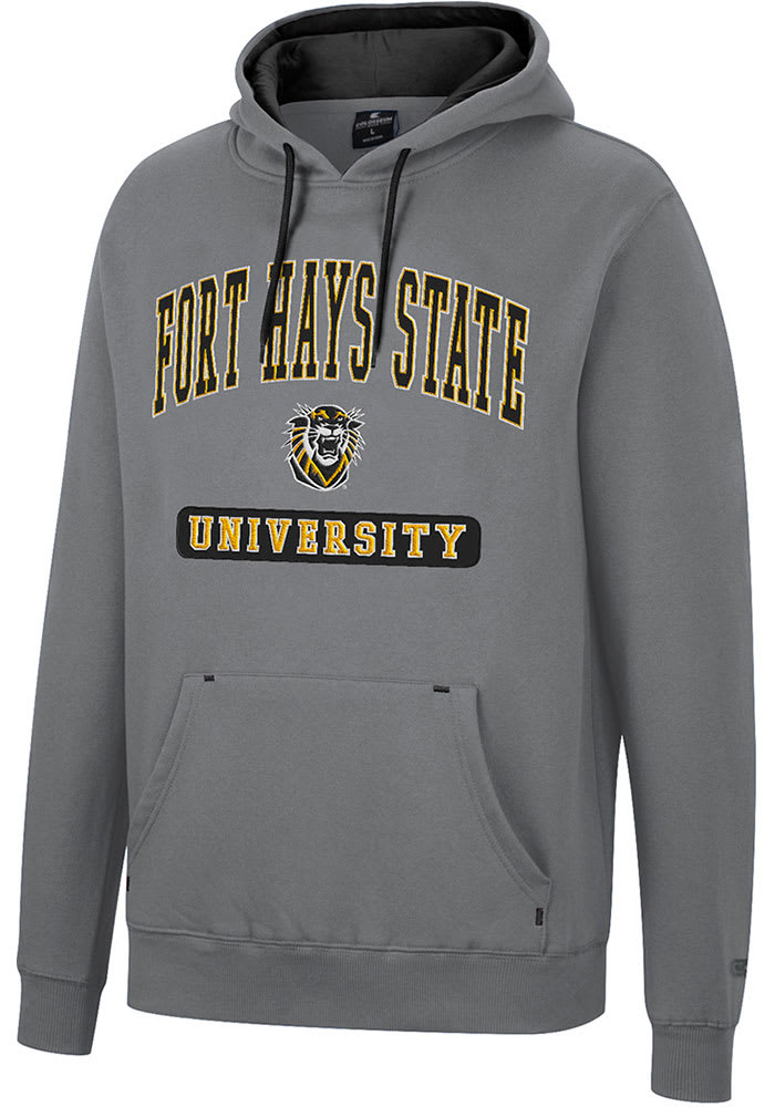 Colosseum Fort Hays State Tigers Mens Charcoal Scholarship Fleece Long Sleeve Hoodie