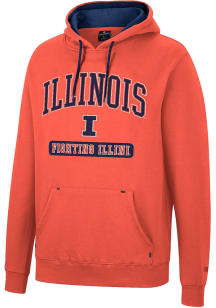 Colosseum Illinois Fighting Illini Mens Orange Scholarship Fleece Long Sleeve Hoodie