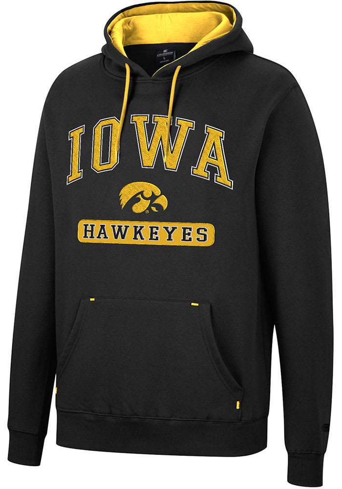 Colosseum Iowa Hawkeyes Mens Black Scholarship Fleece Long Sleeve Hoodie