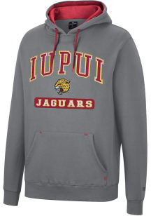 Colosseum IUPUI Jaguars Mens Charcoal Scholarship Fleece Long Sleeve Hoodie
