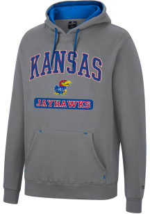 Colosseum Kansas Jayhawks Mens Charcoal Scholarship Fleece Long Sleeve Hoodie
