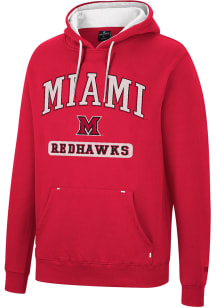 Colosseum Miami RedHawks Mens Red Scholarship Fleece Long Sleeve Hoodie