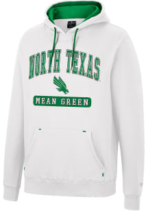 Colosseum North Texas Mean Green Mens White Scholarship Fleece Long Sleeve Hoodie