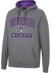 Colosseum Northwestern Wildcats Mens Charcoal Scholarship Fleece Long Sleeve Hoodie