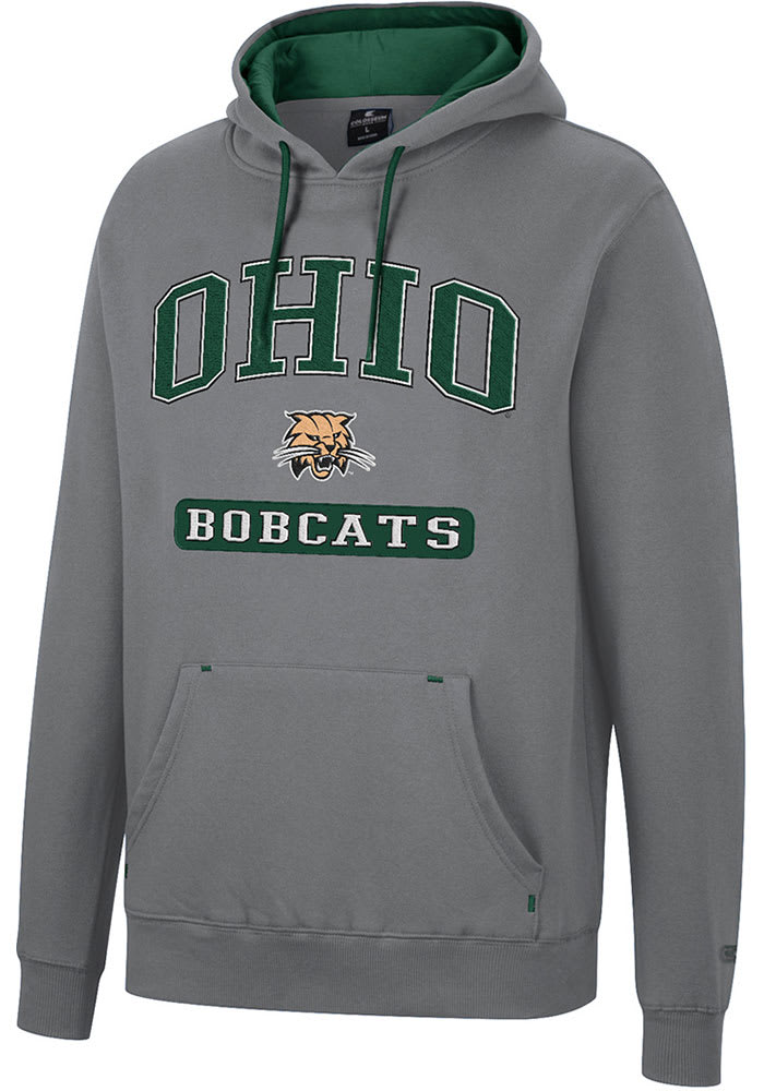 Colosseum Ohio Bobcats Mens Charcoal Scholarship Fleece Long Sleeve Hoodie