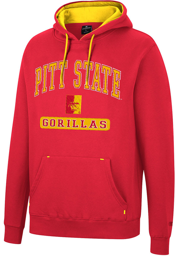 Colosseum Pitt State Gorillas Mens Red Scholarship Fleece Long Sleeve Hoodie