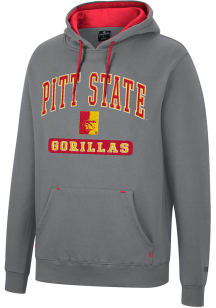 Colosseum Pitt State Gorillas Mens Charcoal Scholarship Fleece Long Sleeve Hoodie