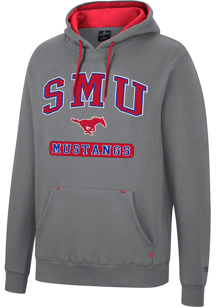 Colosseum SMU Mustangs Mens Charcoal Scholarship Fleece Long Sleeve Hoodie