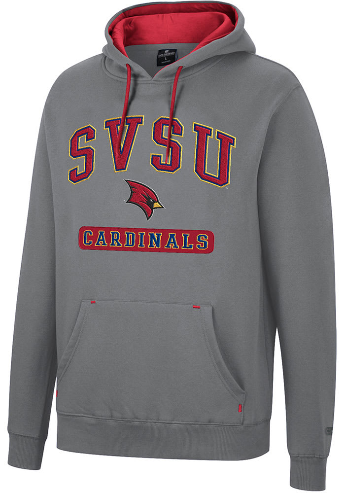Colosseum Saginaw Valley State Cardinals Mens Charcoal Scholarship Fleece Long Sleeve Hoodie