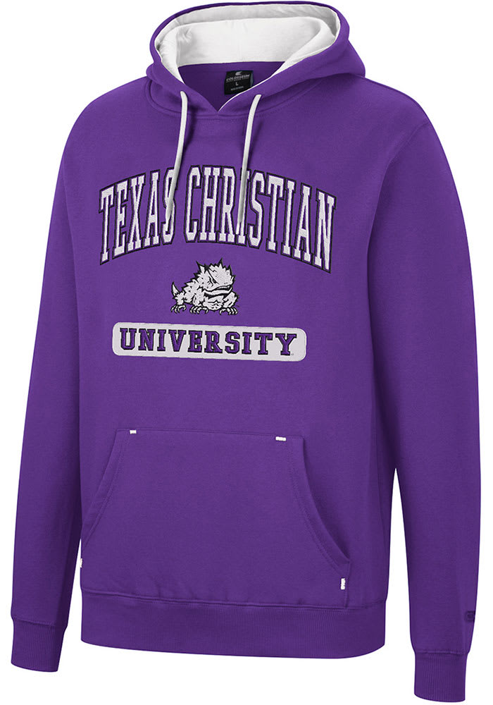 Colosseum TCU Horned Frogs Mens Purple Scholarship Fleece Long Sleeve Hoodie