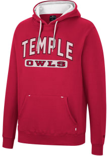 Colosseum Temple Owls Mens Red Scholarship Fleece Long Sleeve Hoodie