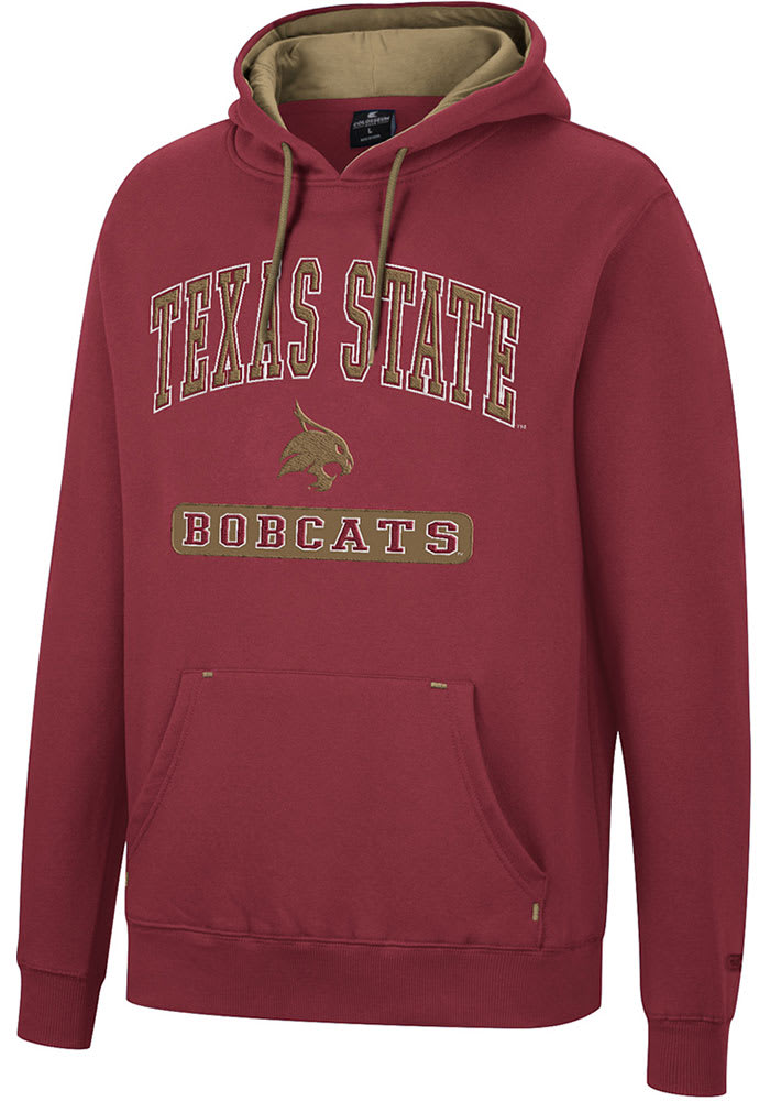 Colosseum Texas State Bobcats Mens Maroon Scholarship Fleece Long Sleeve Hoodie