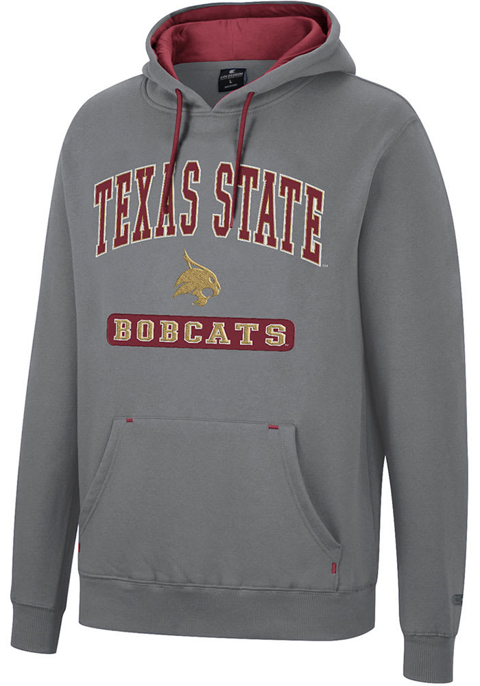 Colosseum Texas State Bobcats Mens Charcoal Scholarship Fleece Long Sleeve Hoodie