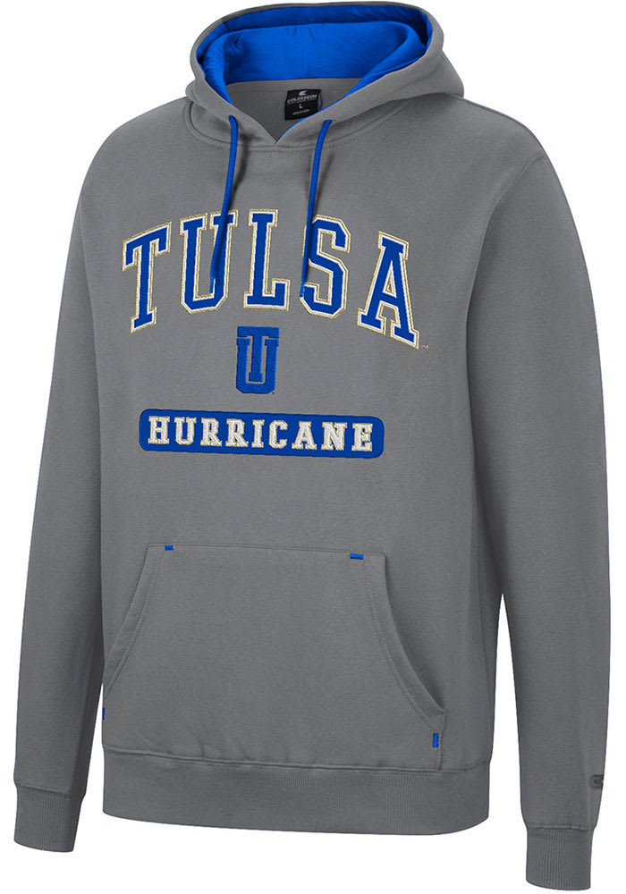 Colosseum Tulsa Golden Hurricanes Mens Charcoal Scholarship Fleece Long Sleeve Hoodie