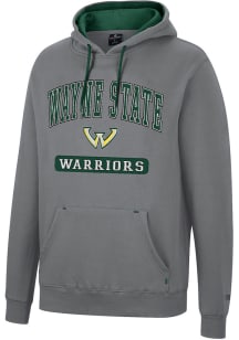 Colosseum Wayne State Warriors Mens Charcoal Scholarship Fleece Long Sleeve Hoodie