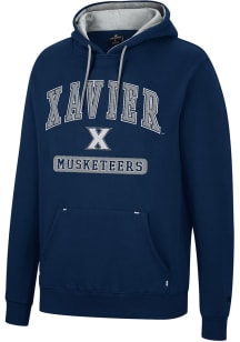 Colosseum Xavier Musketeers Mens Navy Blue Scholarship Fleece Long Sleeve Hoodie