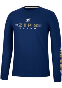 Colosseum Akron Zips Navy Blue Spackler Long Sleeve T Shirt