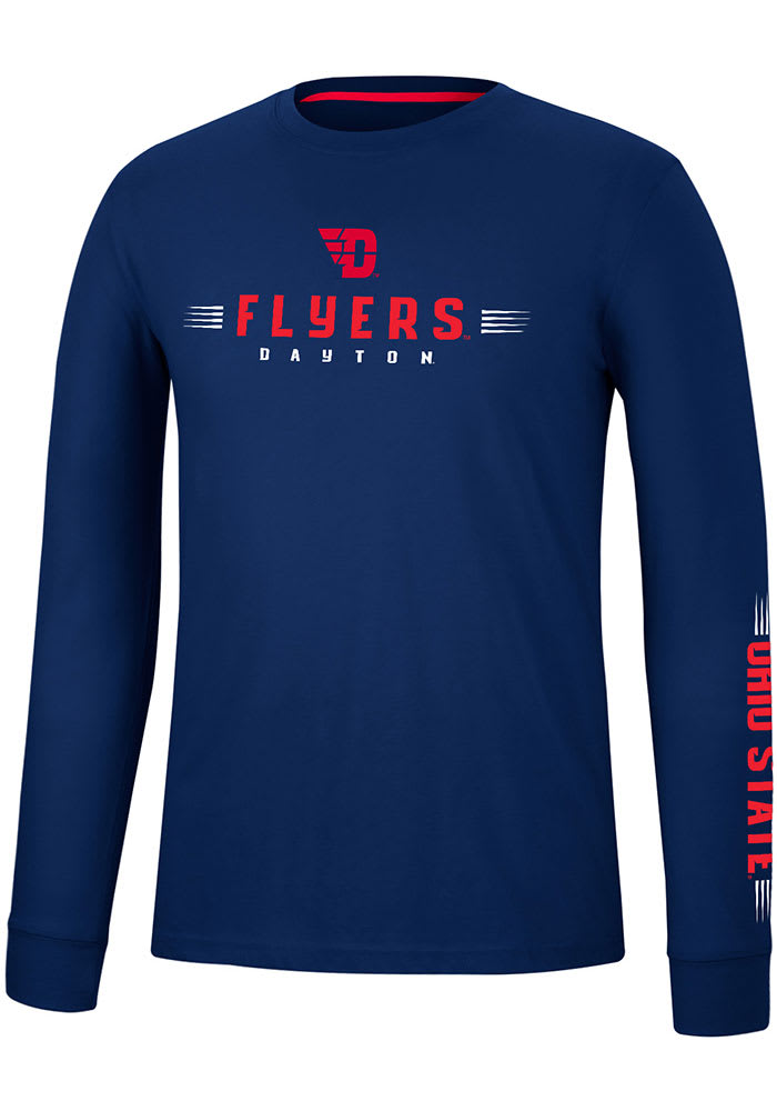 Colosseum Dayton Flyers Navy Blue Spackler Long Sleeve T Shirt