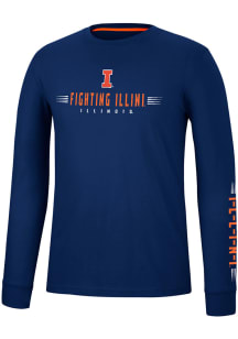 Colosseum Illinois Fighting Illini Navy Blue Spackler Long Sleeve T Shirt