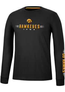 Colosseum Iowa Hawkeyes Black Spackler Long Sleeve T Shirt