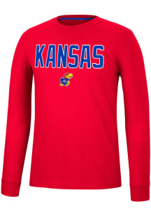 Colosseum Kansas Jayhawks Red Spackler Long Sleeve T Shirt