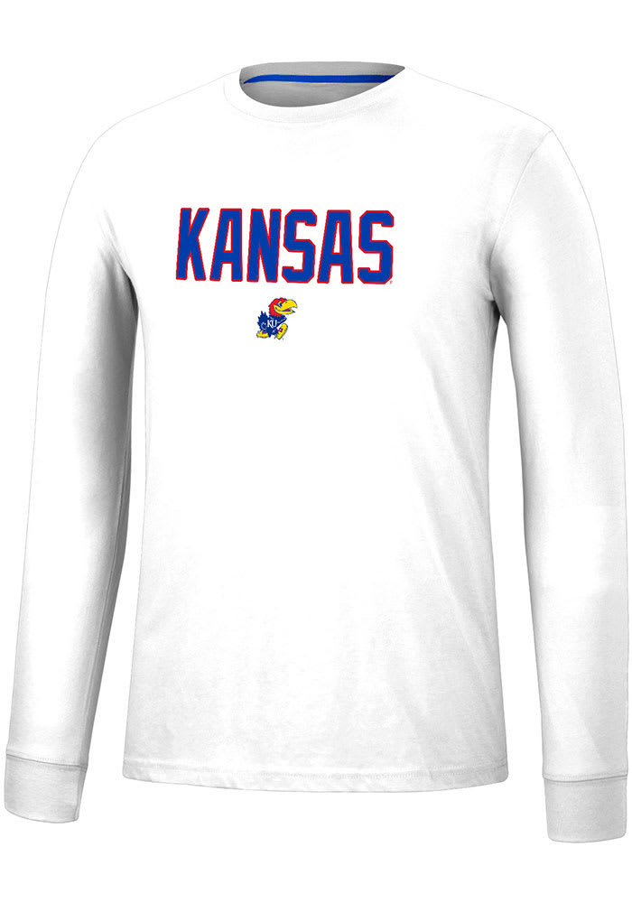 Colosseum Kansas Jayhawks White Spackler Long Sleeve T Shirt