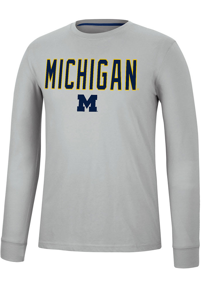 Colosseum Michigan Wolverines Grey Spackler Long Sleeve T Shirt