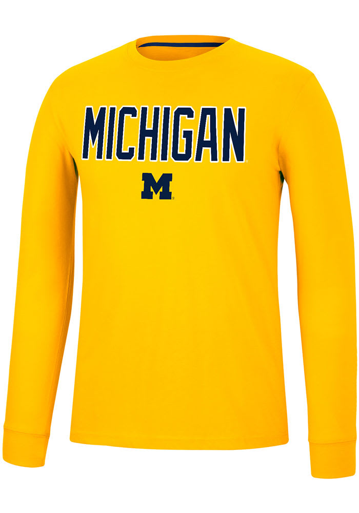 Colosseum Michigan Wolverines Yellow Spackler Long Sleeve T Shirt