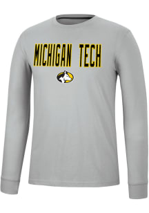 Colosseum Michigan Tech Huskies Grey Spackler Long Sleeve T Shirt