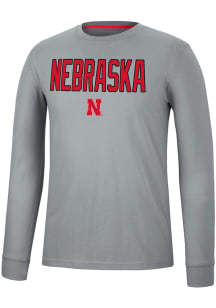 Colosseum Nebraska Cornhuskers Grey Spackler Long Sleeve T Shirt