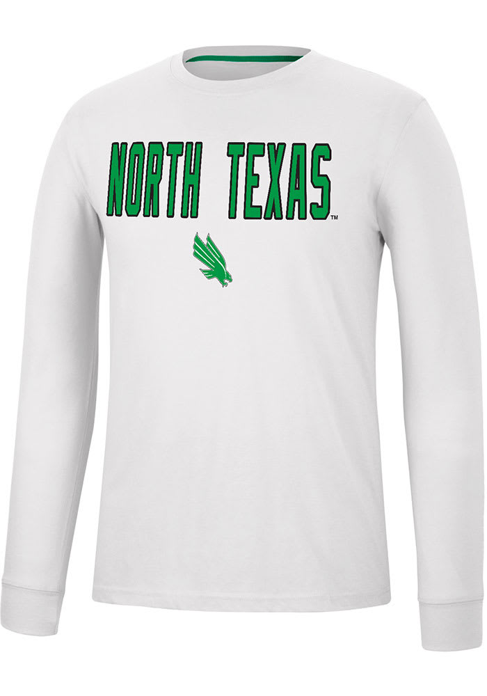 Colosseum North Texas Mean Green White Spackler Long Sleeve T Shirt