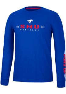 Colosseum SMU Mustangs Blue Spackler Long Sleeve T Shirt