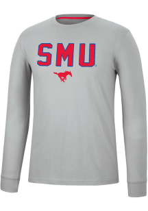 Colosseum SMU Mustangs Grey Spackler Long Sleeve T Shirt