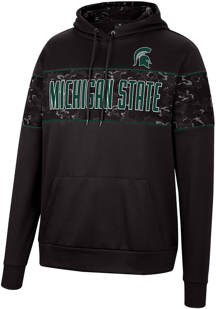 Colosseum Michigan State Spartans Mens Black Tonal Wager Pullover Hood
