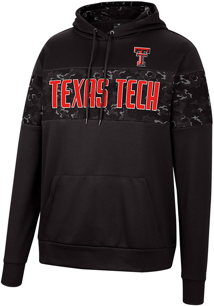 Colosseum Texas Tech Red Raiders Mens Black Tonal Wager Pullover Hood
