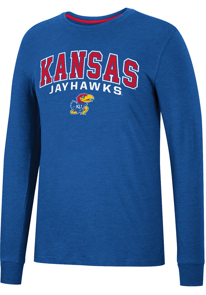 Colosseum Kansas Jayhawks Blue Webb Long Sleeve T Shirt