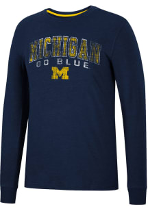 Colosseum Michigan Wolverines Navy Blue Webb Long Sleeve T Shirt