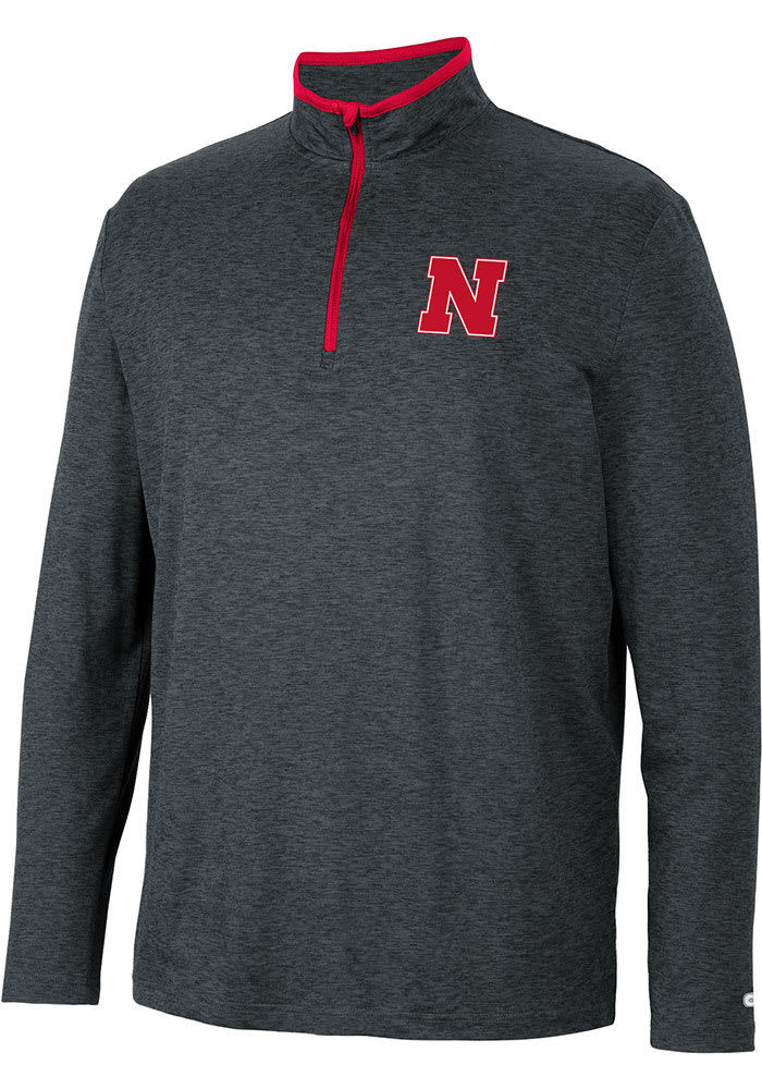 Colosseum Mens BLACK Nebraska Cornhuskers Tiger Long Sleeve Qtr