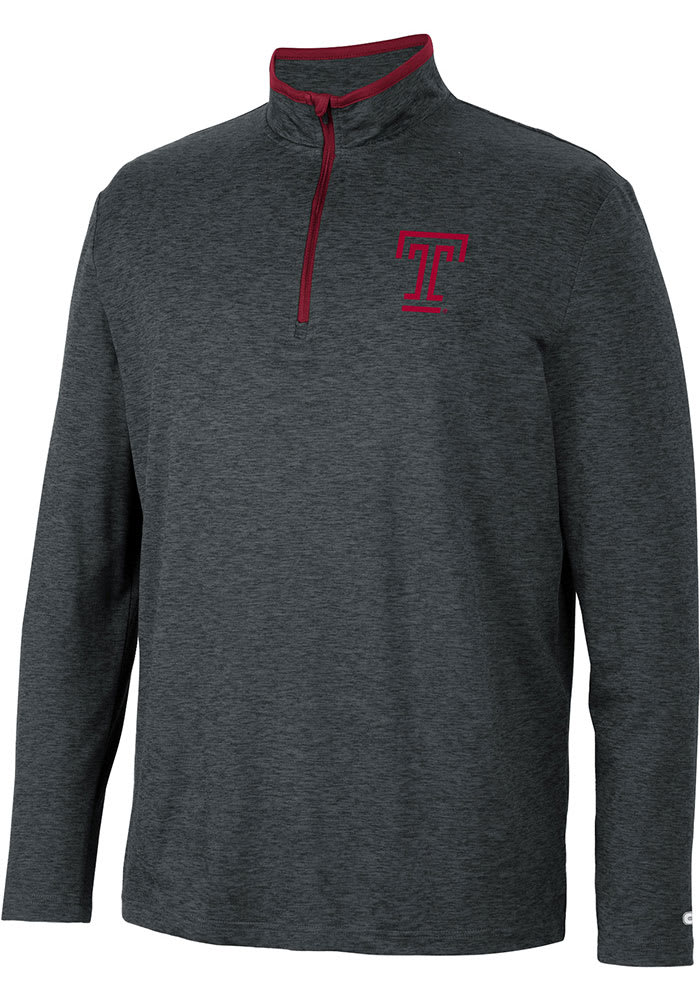 Colosseum Temple Owls Mens Black Tiger Long Sleeve 1/4 Zip Pullover