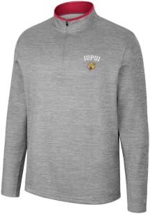 Colosseum IUPUI Jaguars Mens Grey Chase Long Sleeve 1/4 Zip Pullover