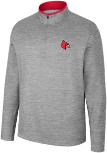 Colosseum Louisville Cardinals Mens Grey Chase Long Sleeve 1/4 Zip Pullover