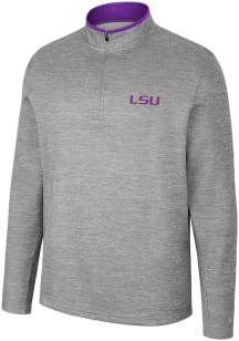 Colosseum LSU Tigers Mens Grey Chase Long Sleeve 1/4 Zip Pullover