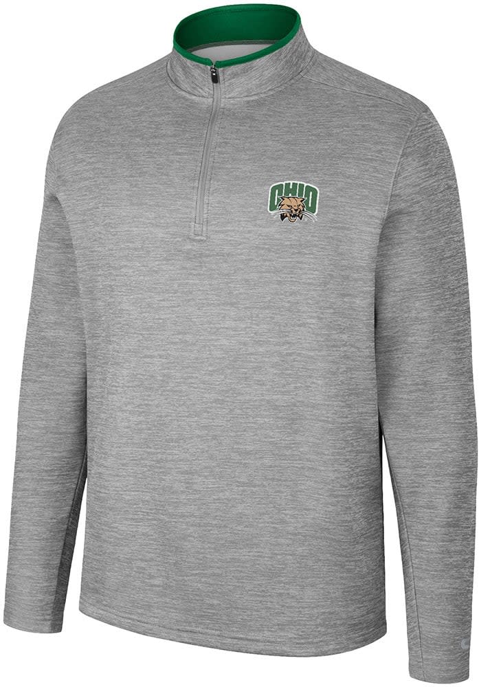 Colosseum Ohio Bobcats Mens Grey Chase Long Sleeve 1/4 Zip Pullover